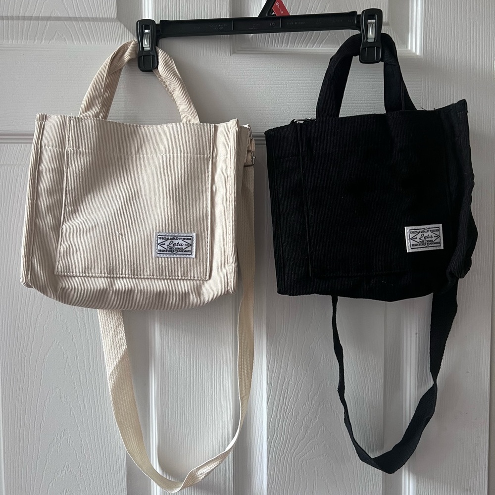 Canvas Tote Bags in Black and Cream